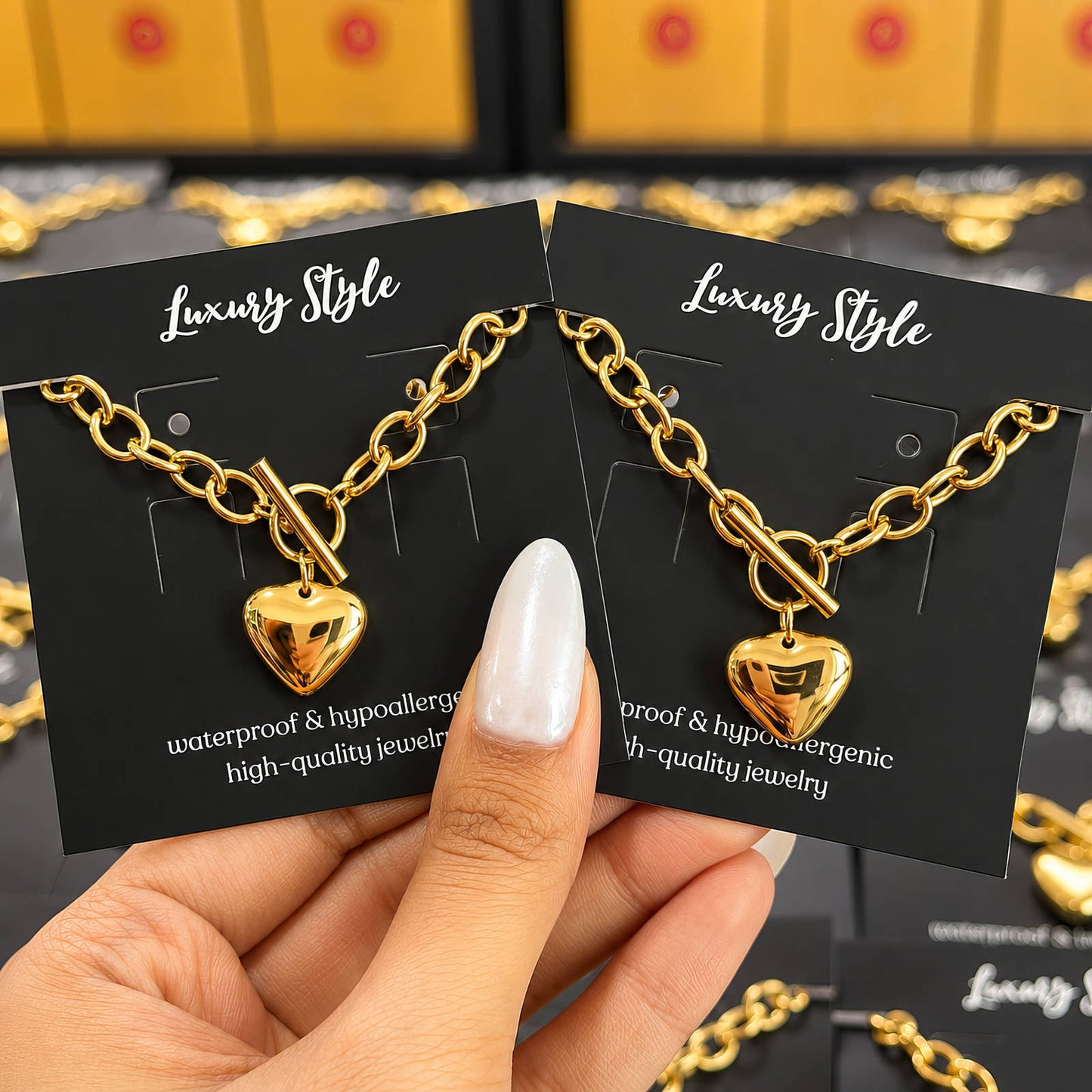 Puffy Heart Necklace - Waterproof Jewelry