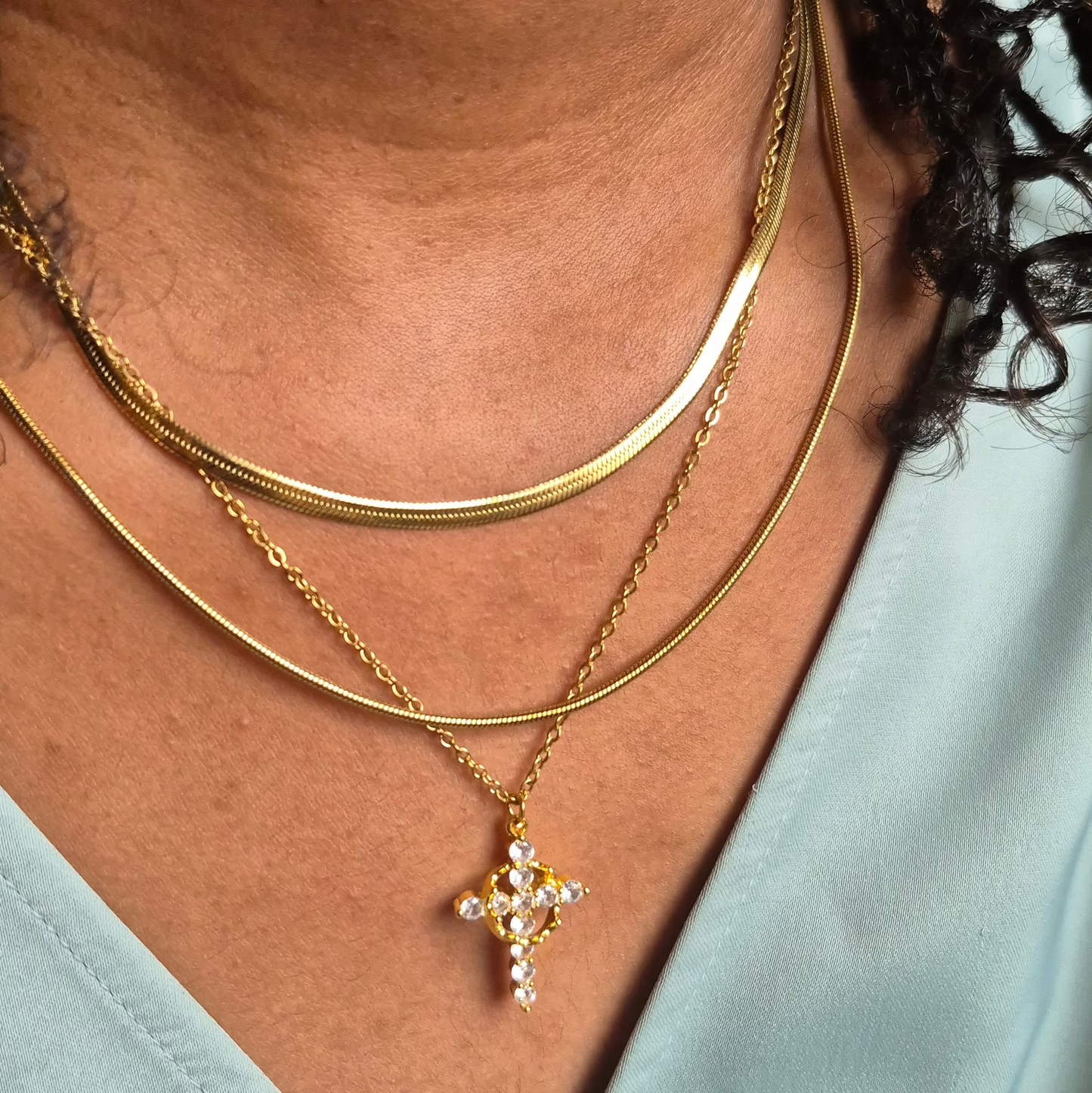 Cross & Crown Necklace - Waterproof Jewelry