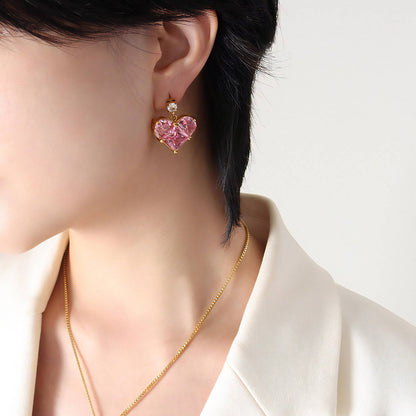 PINK HEARTS Earrings | Waterproof Jewelry