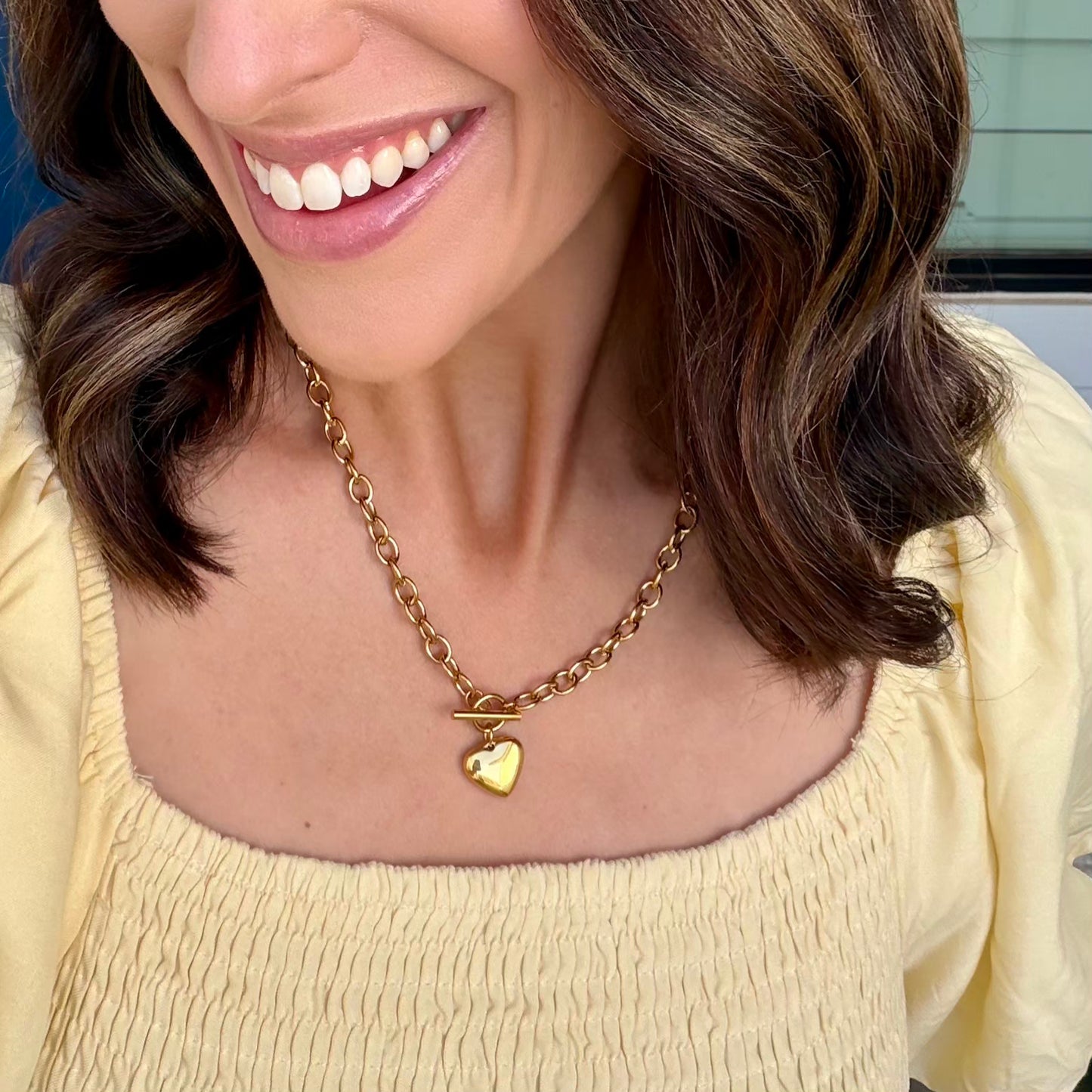 Puffy Heart Necklace - Waterproof Jewelry