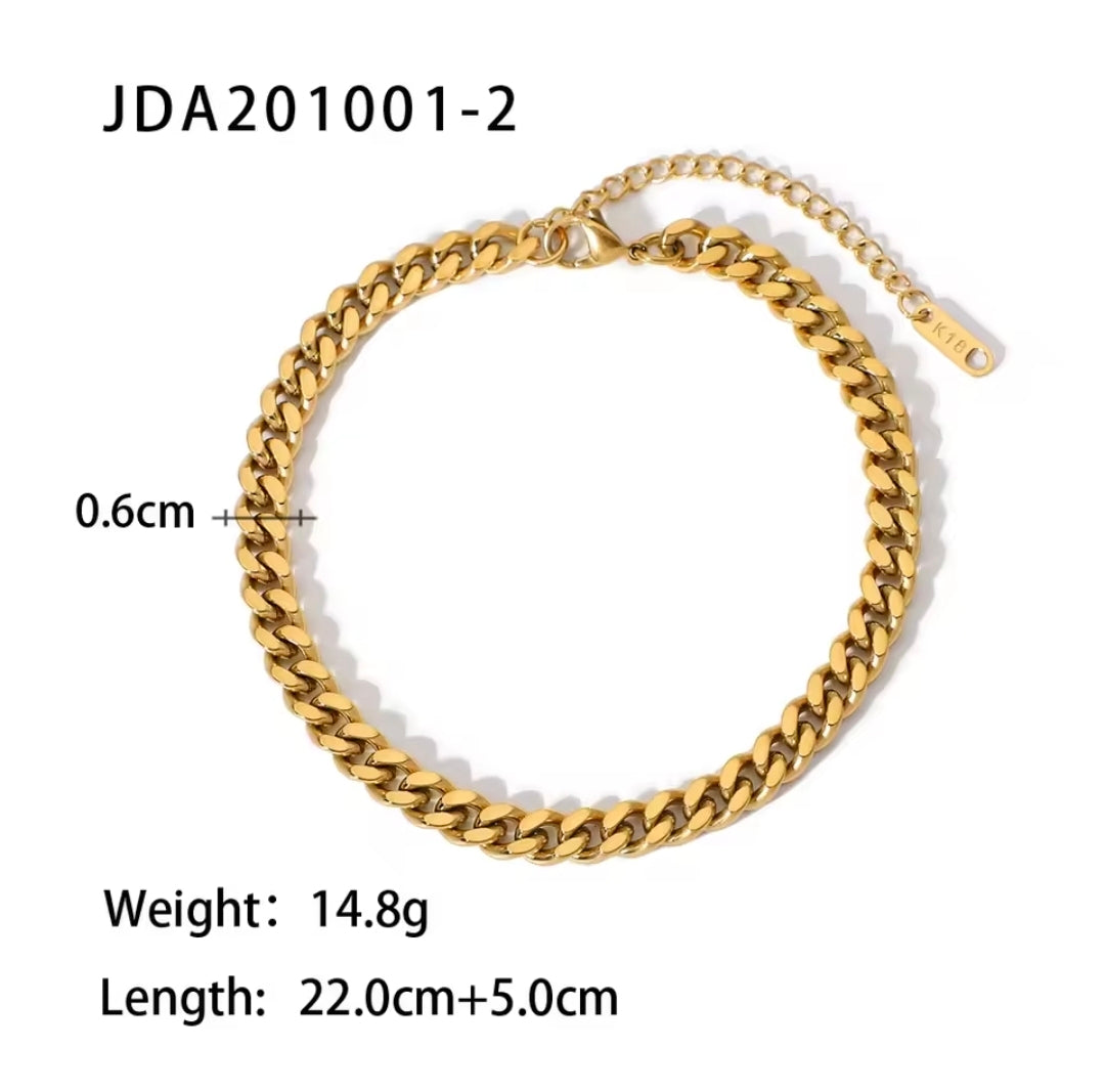 Curb Chain Anklet | Waterproof Gold Jewelry