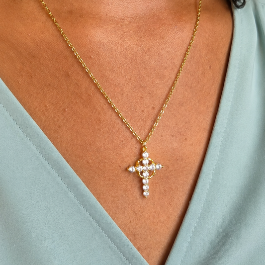 Cross & Crown Necklace - Waterproof Jewelry