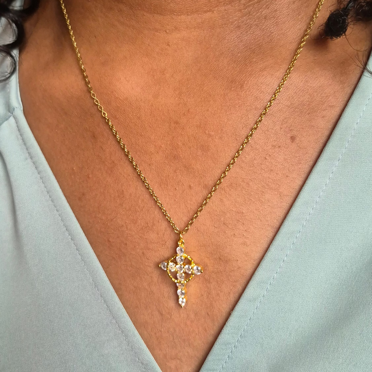 Cross & Crown Necklace - Waterproof Jewelry