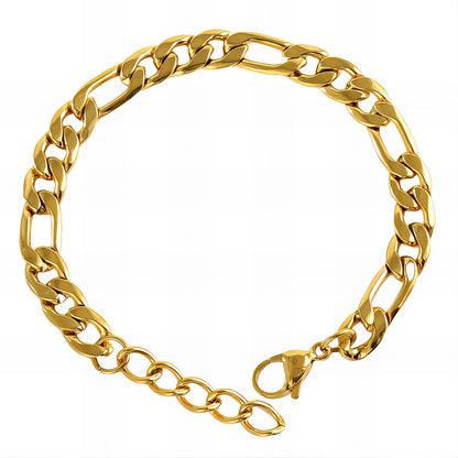 Tarnish-resistant gold bracelet, Figaro chain 