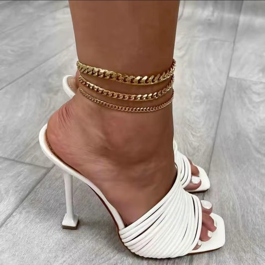 Curb Chain Anklet | Waterproof Gold Jewelry