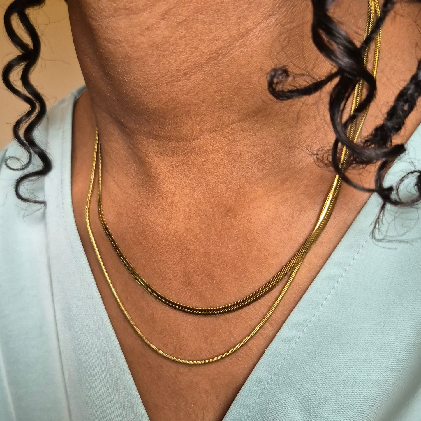 Double Layer Herringbone Necklace