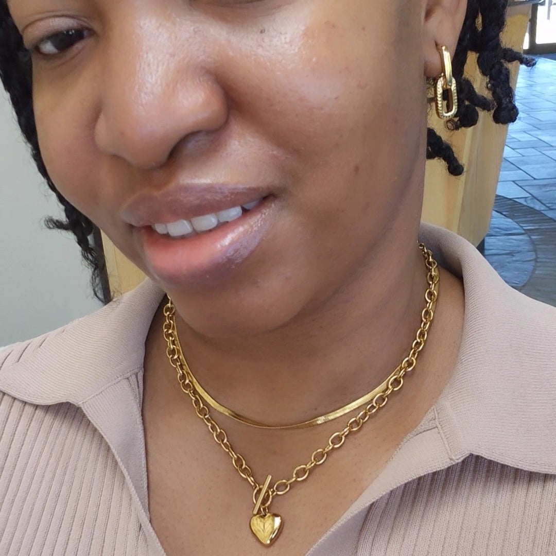 Puffy Heart Necklace - Waterproof Jewelry