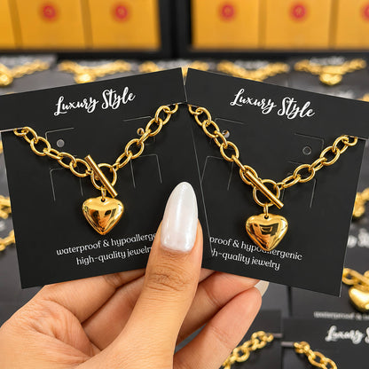 Puffy Heart Necklace - Waterproof Jewelry