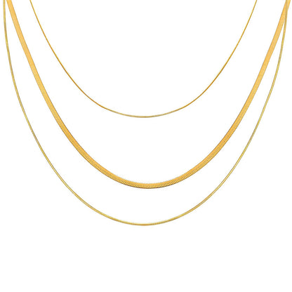Triple Herringbone Layer Necklace- Waterproof Jewelry