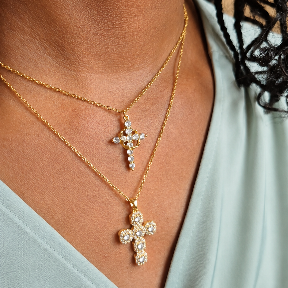 Cross & Crown Necklace - Waterproof Jewelry