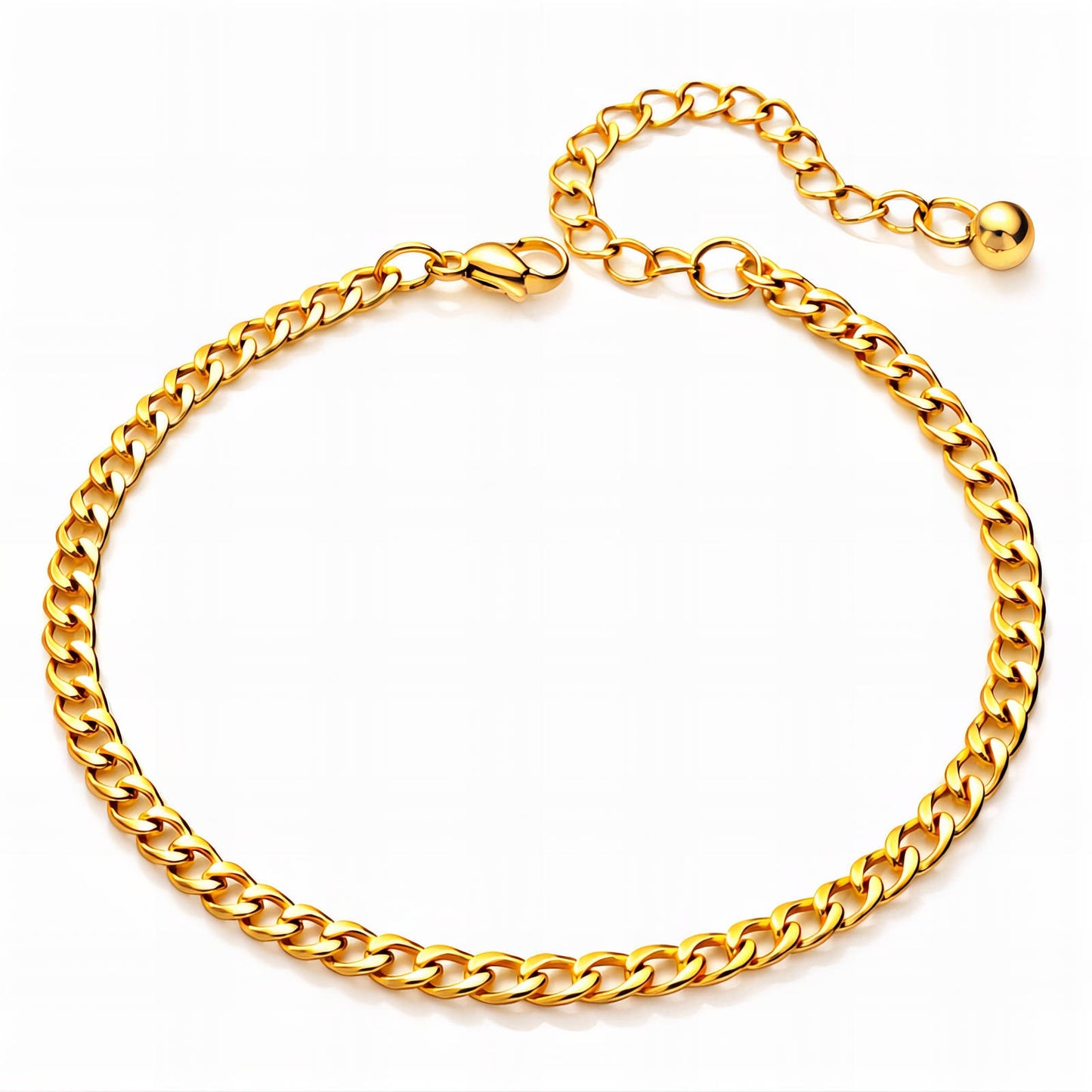 Curb Chain Anklet | Waterproof Gold Jewelry