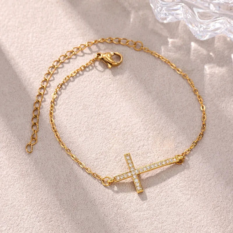 Cross Bracelet | Waterproof Gold Jewelry