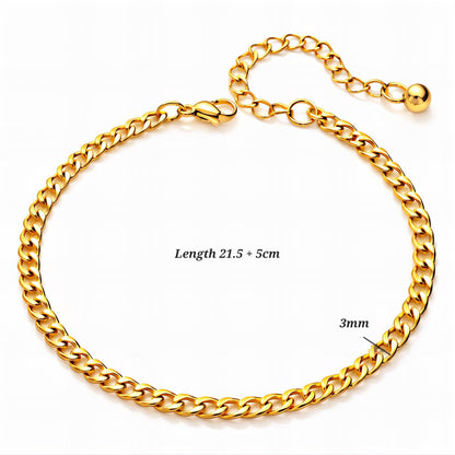 Curb Chain Anklet | Waterproof Gold Jewelry