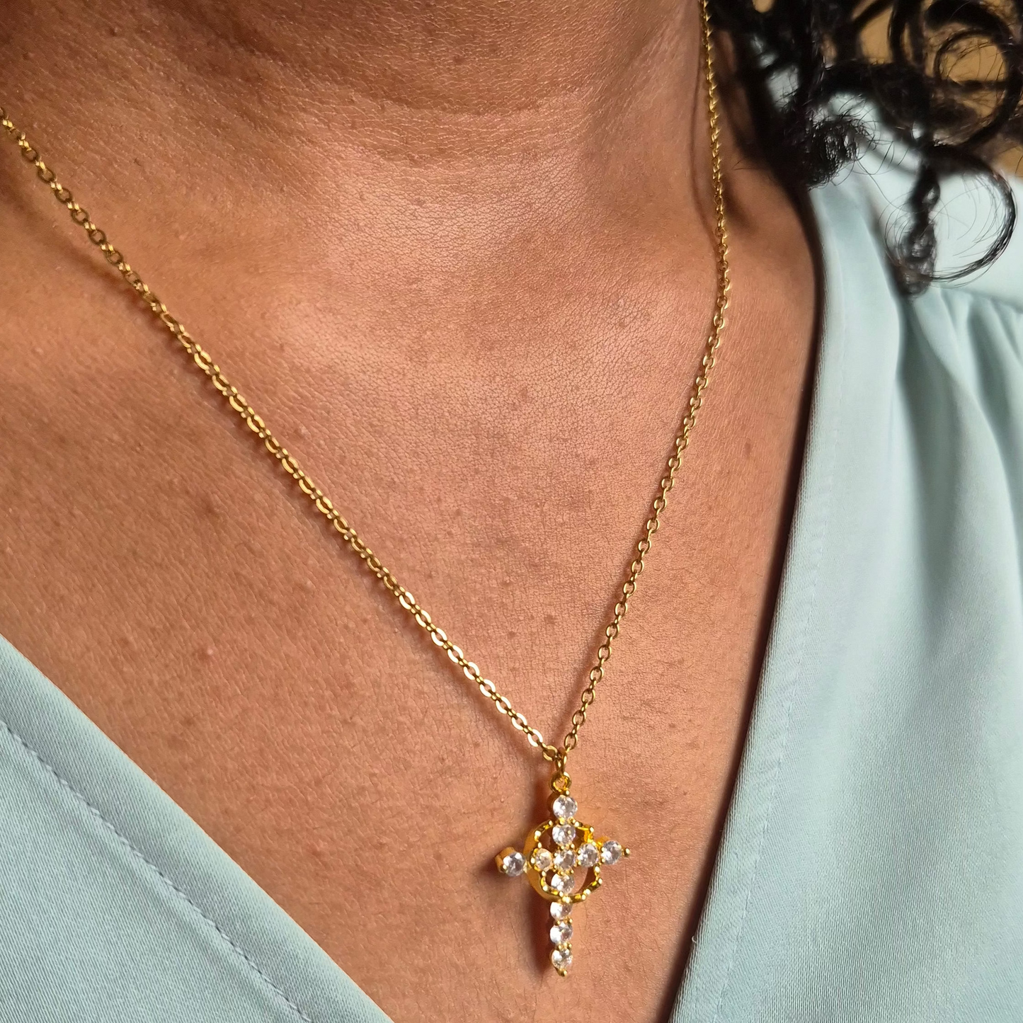 Cross & Crown Necklace - Waterproof Jewelry