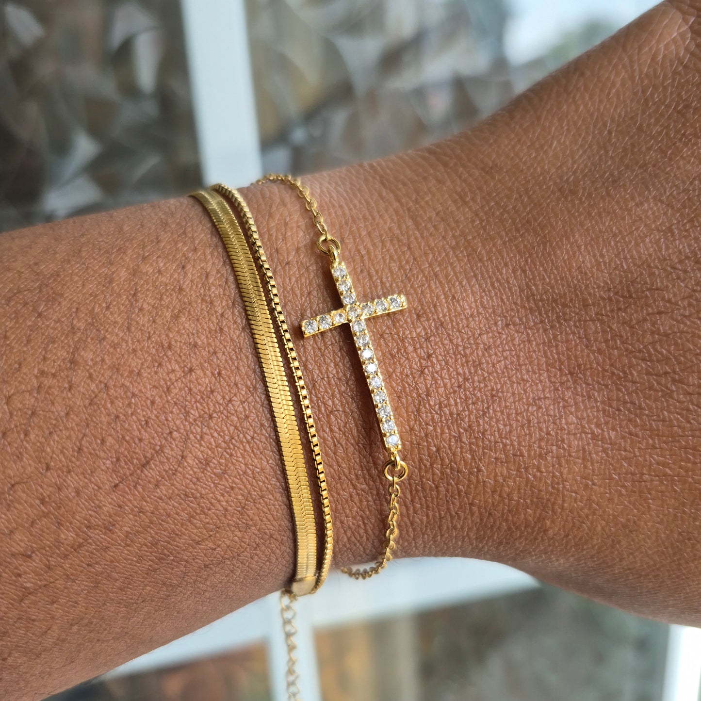 Cross Bracelet | Waterproof Gold Jewelry