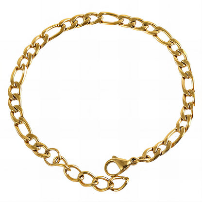 Tarnish-resistant gold bracelet on white background 